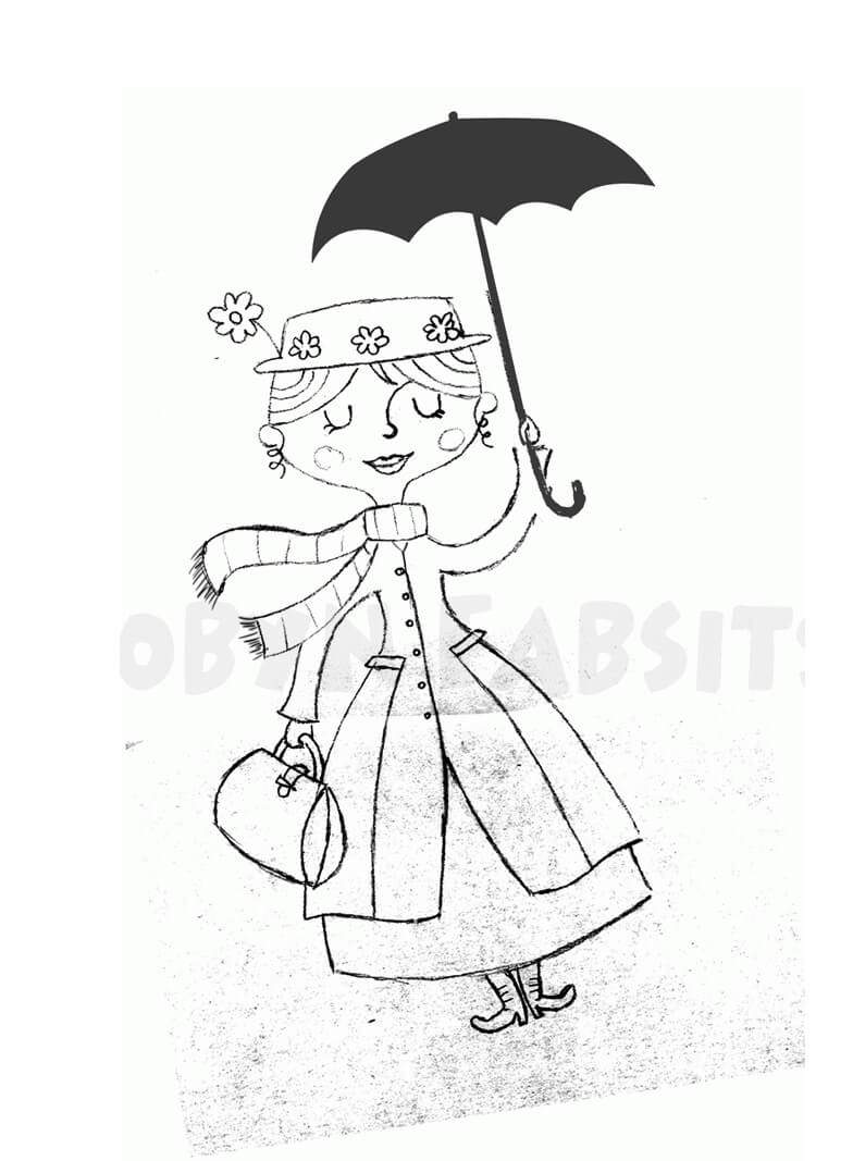 Lovely Mary Poppins Coloring Page