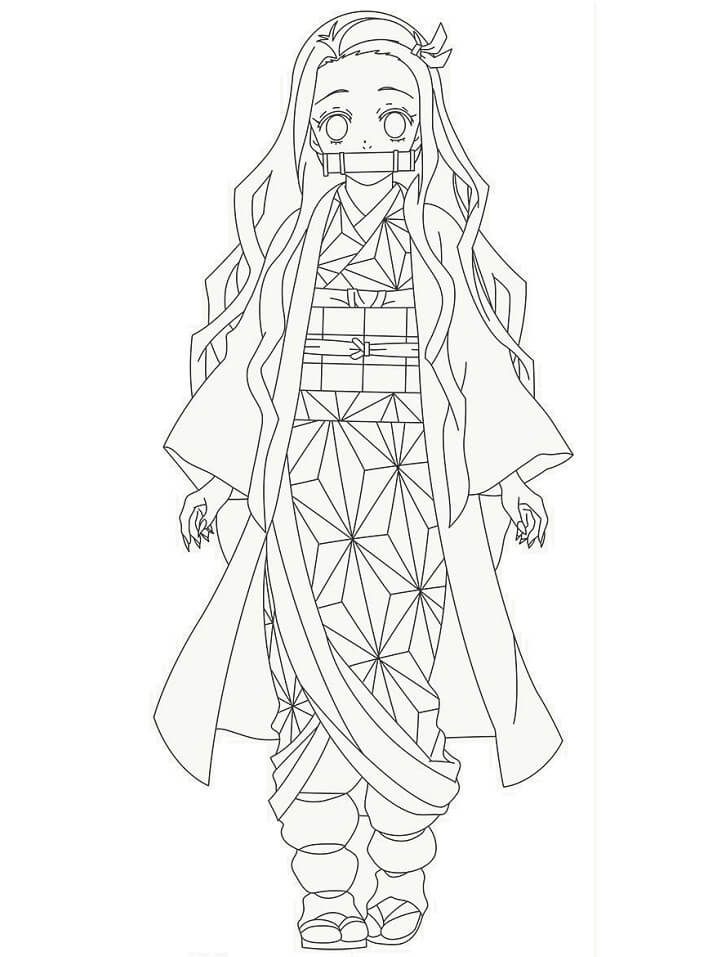 Lovely Nezuko Demon Slayer Coloring Page