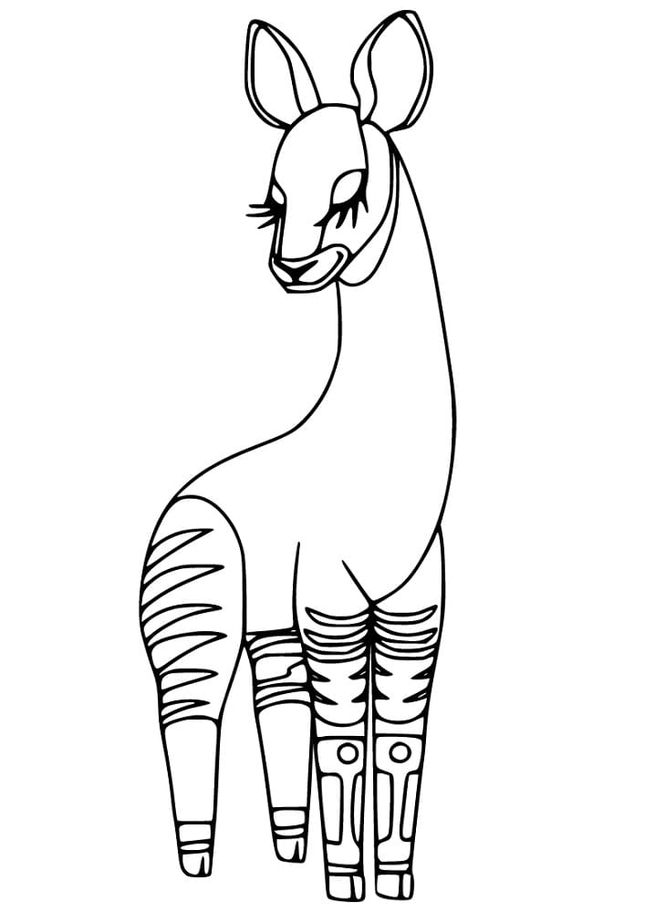 Lovely Okapi Coloring Page