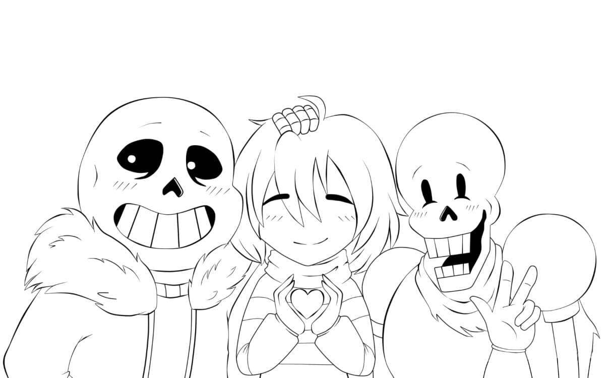 Lovely Papyrus and Sans Coloring Page