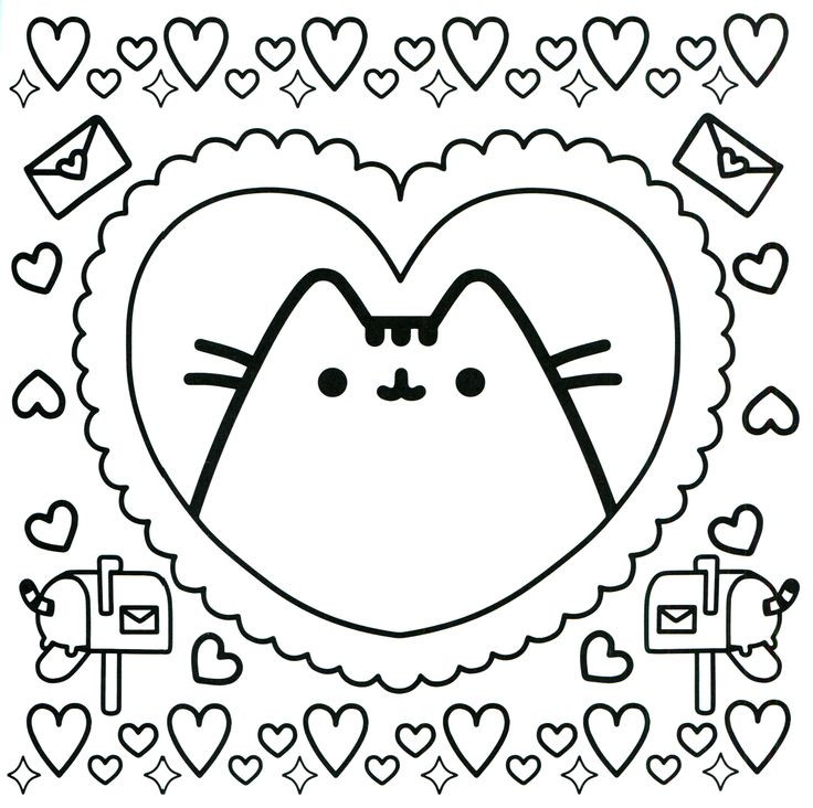 Lovely Pusheen Coloring Page