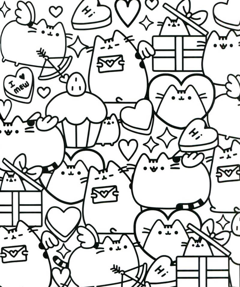 Lovely Pusheen Image Coloring Page