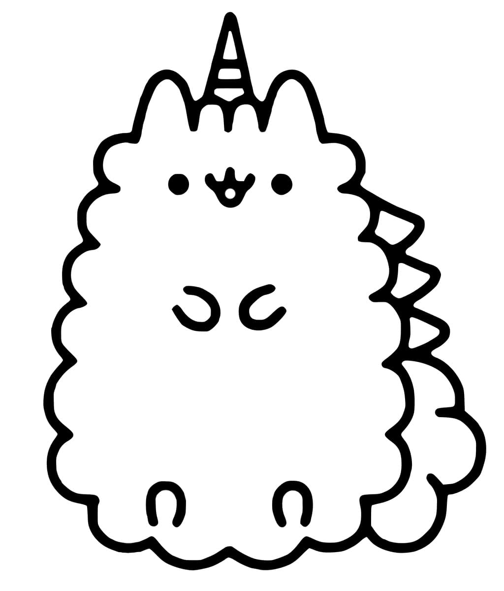 Lovely Pusheen With Horn Coloring Page