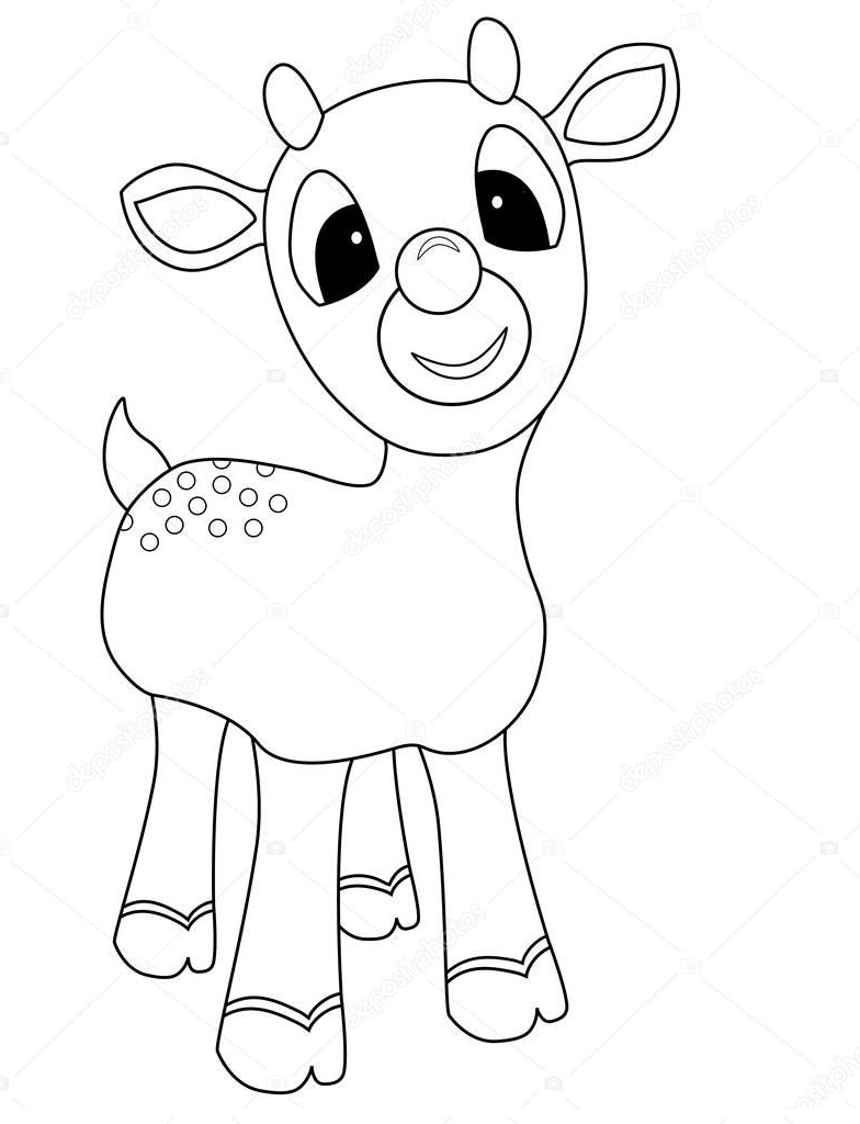 Lovely Rudolph Coloring Page