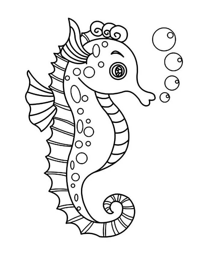 Lovely Seahorse Coloring Page