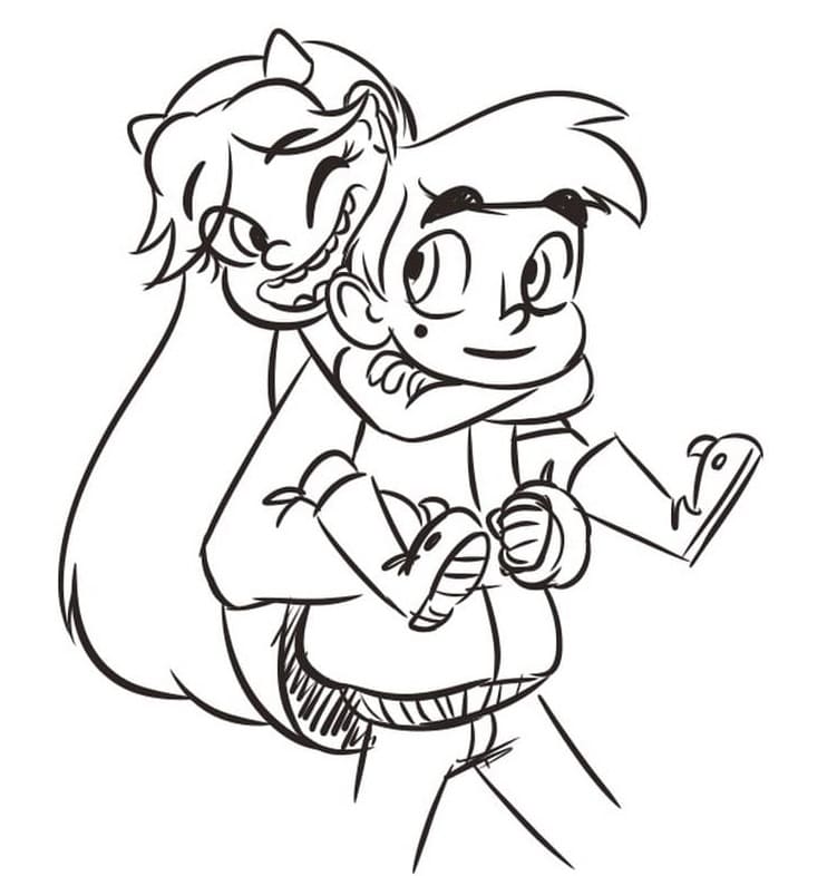 Lovely Star and Marco Coloring Page