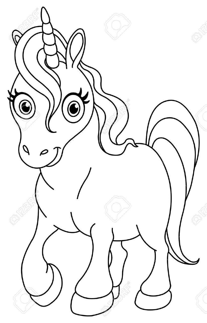 Lovely Unicorn Looking Coloring Page