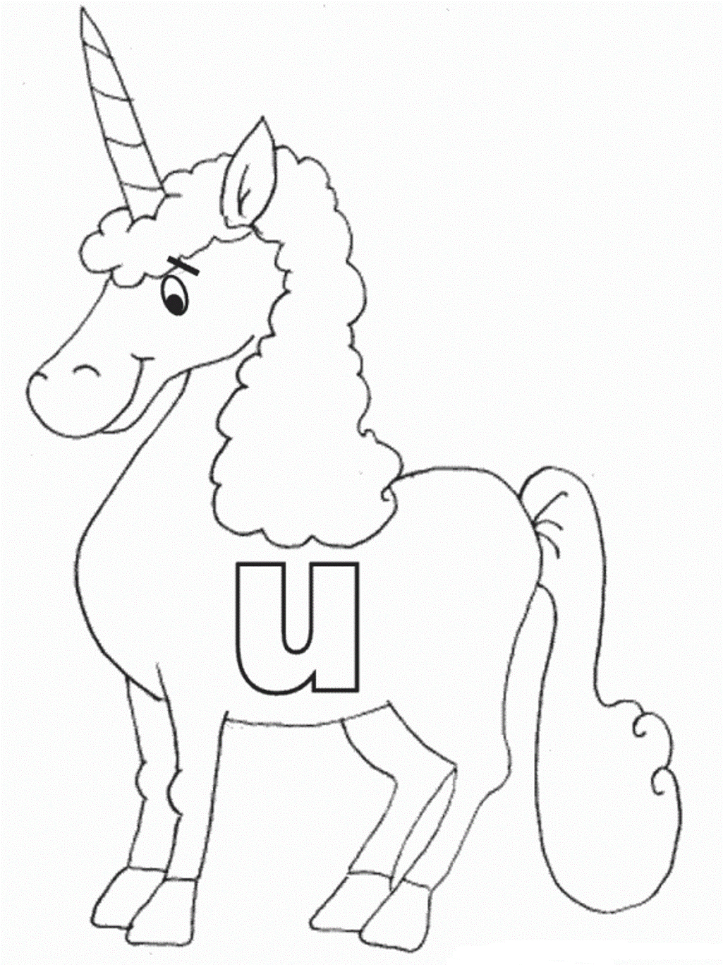 Lowercase U In Unicorn Alphabet S Freebb4e Coloring Page