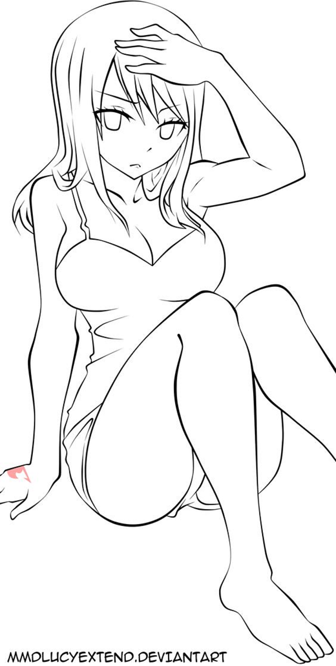 Lucy Anime Lineart Coloring Page