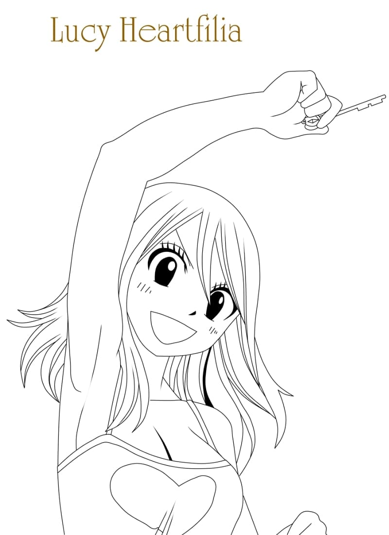 Lucy Heartfilia Fighting Coloring Page