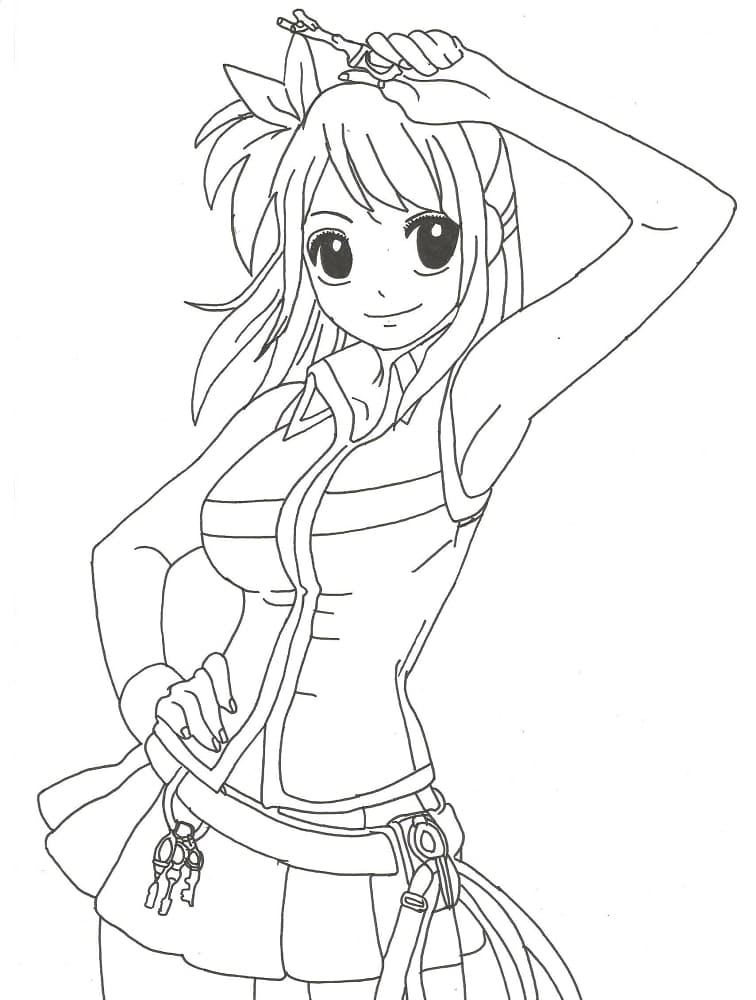 Lucy Heartfilia Smiling Coloring Page