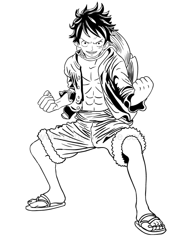 Luffy Action Coloring Page