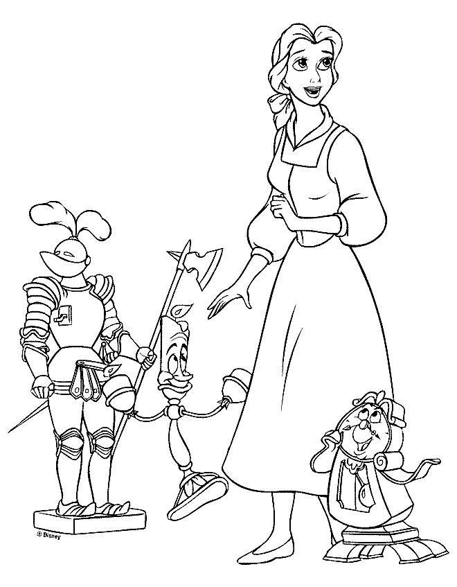 Lumiere Taking Belle Around Disney Princess 1128 Coloring Page