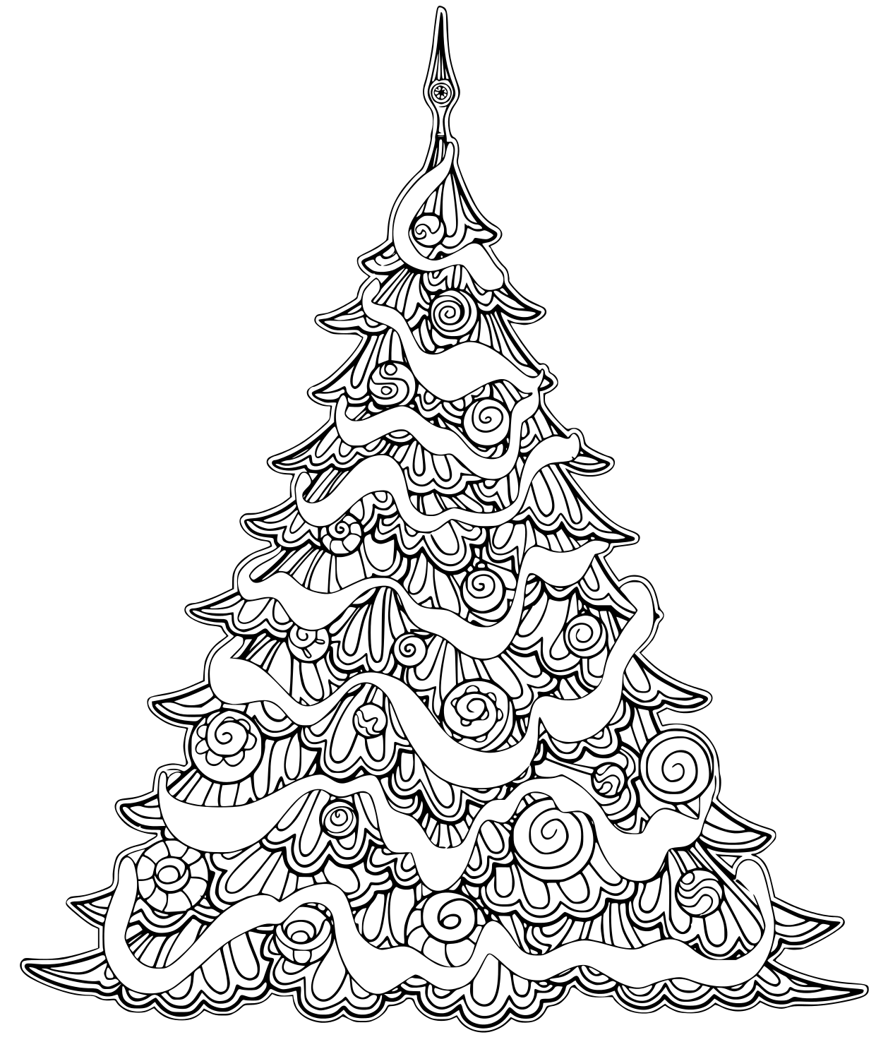 Luxury Christmas Tree Contour Drawing Coloring Page