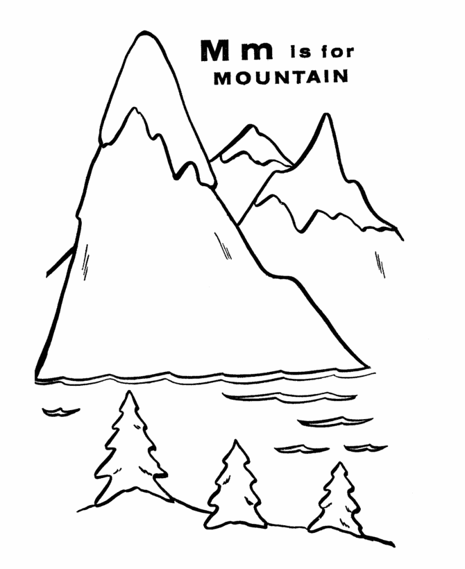 M is For Mountain Coloring Worksheet Coloring Page