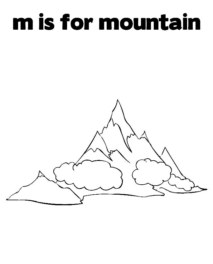 M is for Mountain Printable Sheet Coloring Page