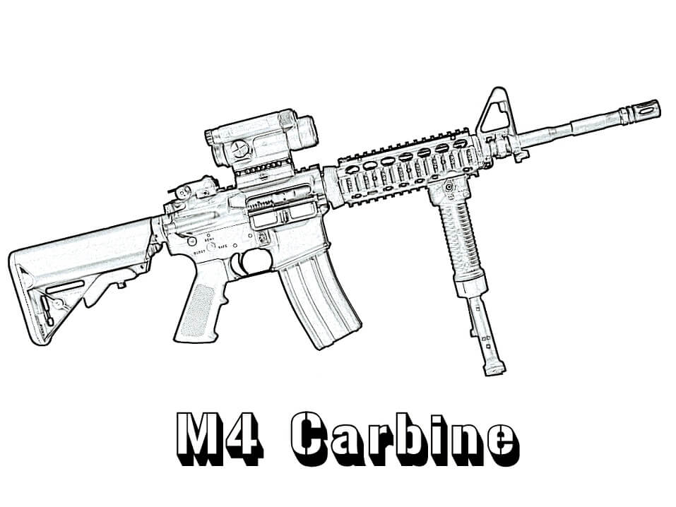 M4 Carbine Coloring Page
