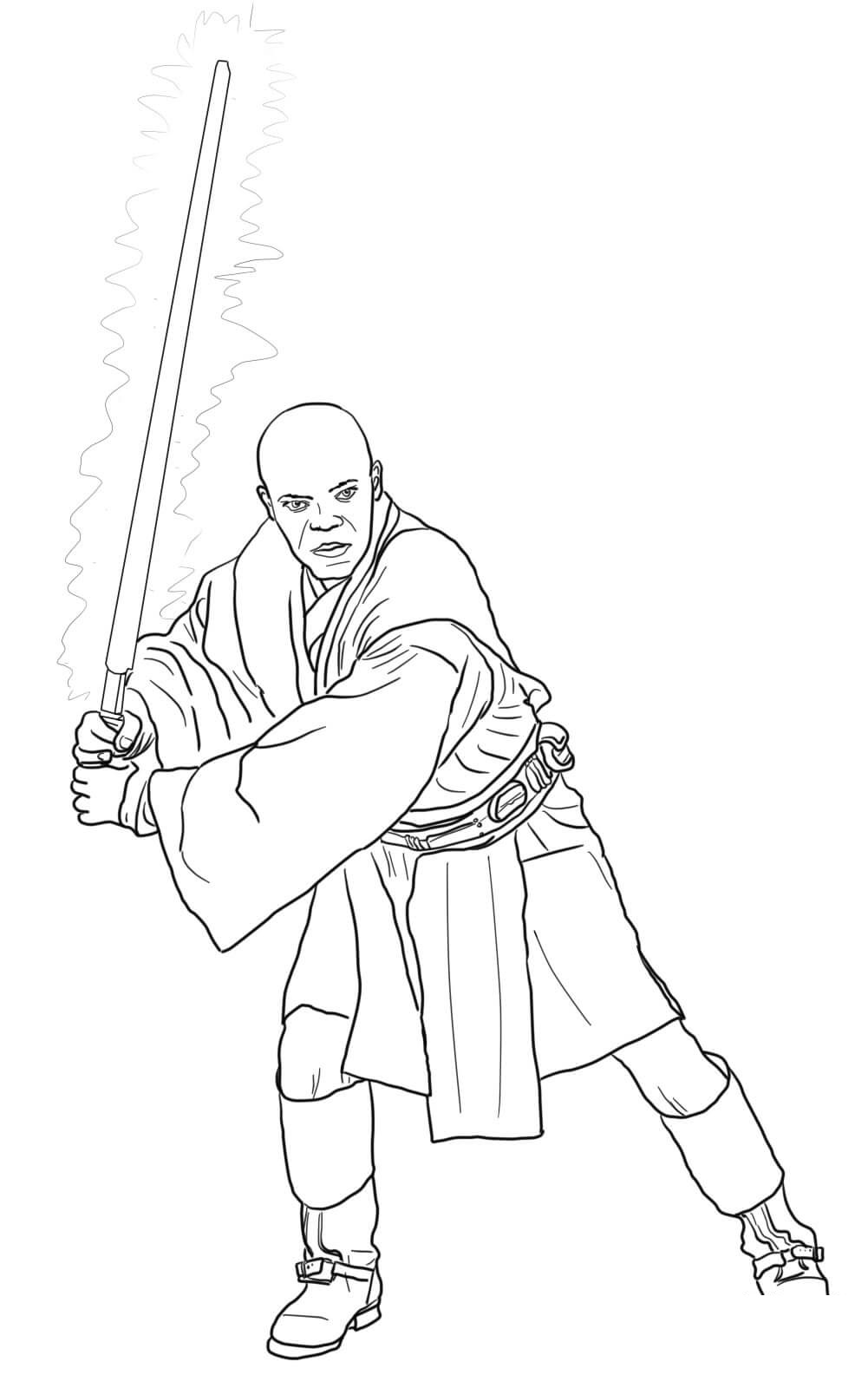 Mace Windu Star Wars Episode II Attack Of The Clones Coloring Page