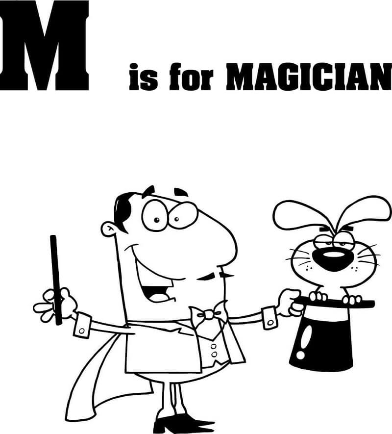 Magician Letter M Coloring Page