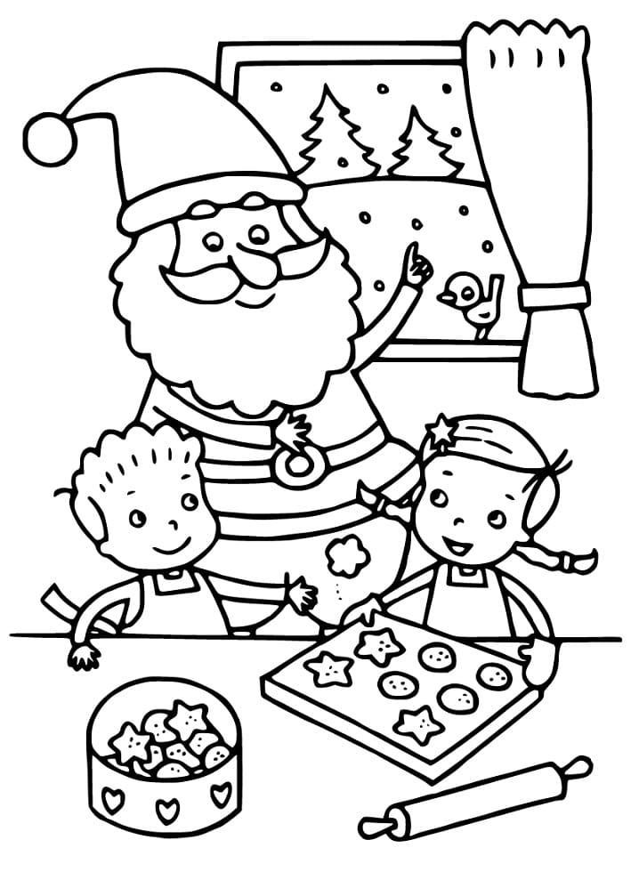 Making Christmas Cookies Coloring Page