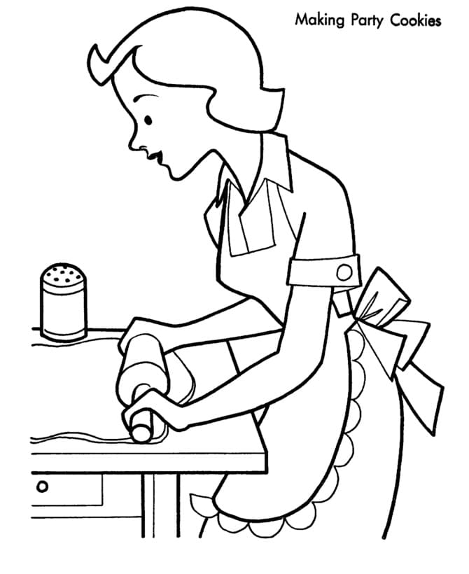 Making Party Cookies Coloring Page