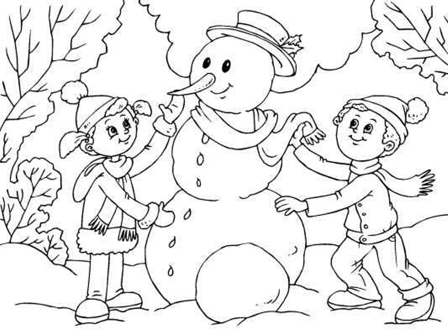 Making Snowman For Kids D05b Coloring Page