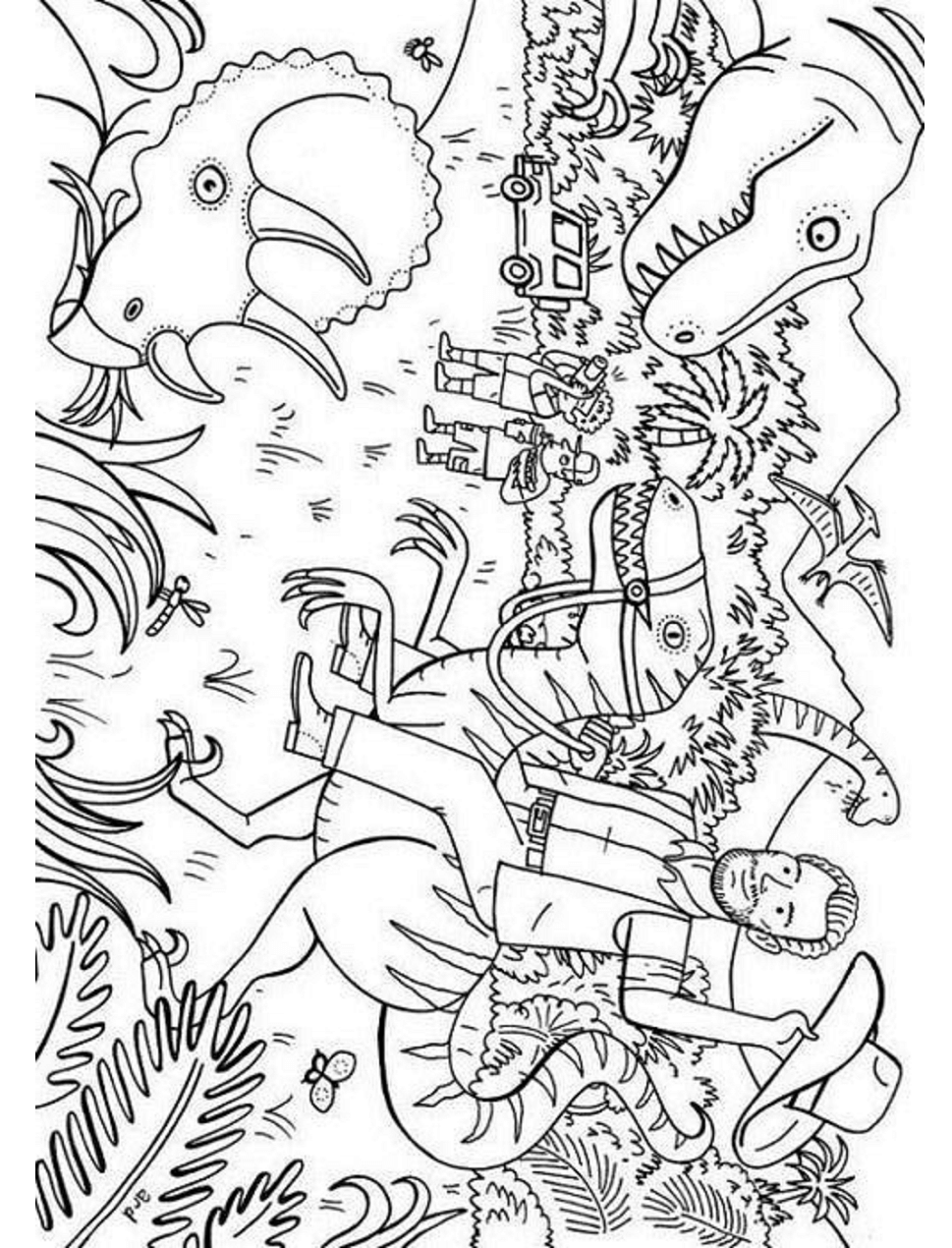 Man On Small Dinosaur Coloring Page