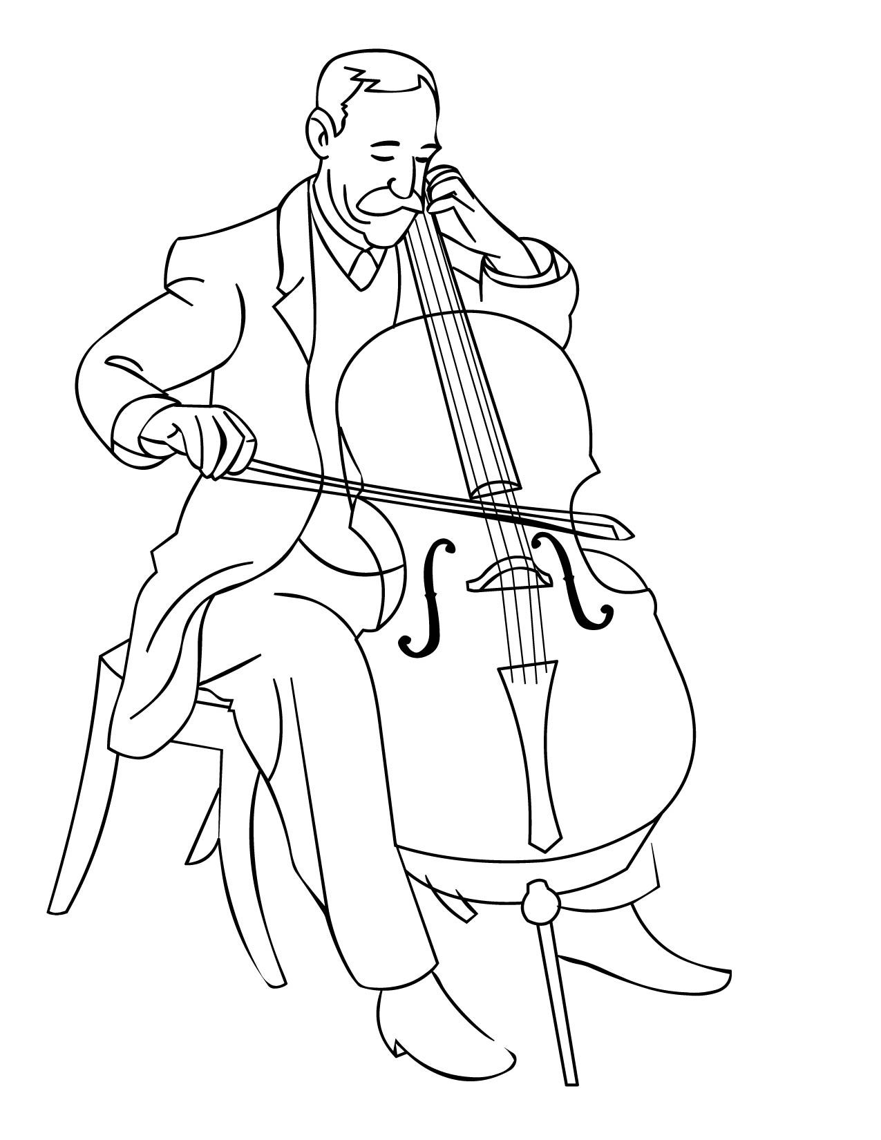 Man Playing Cellos