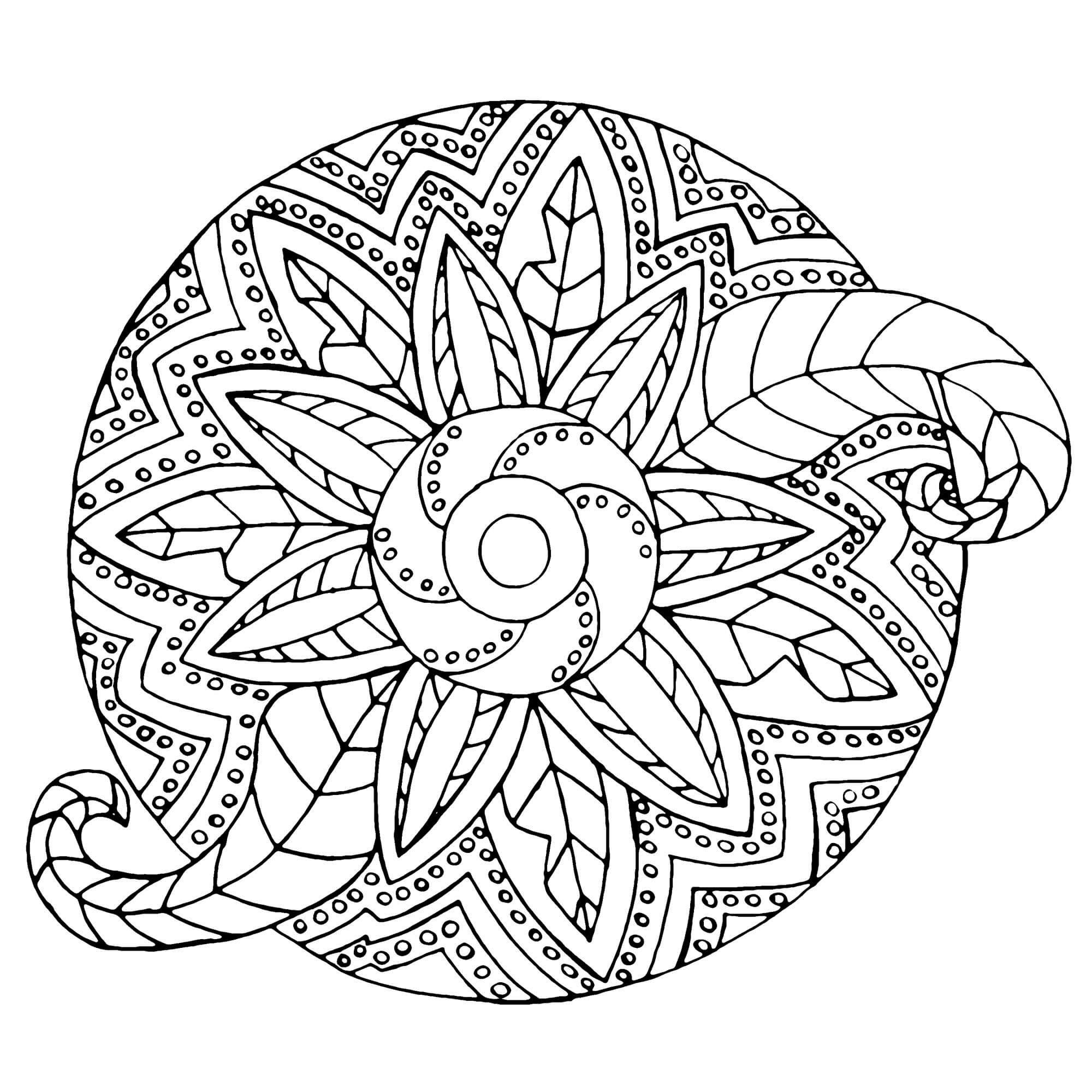 Mandala Adult Flowers Vegetal Coloring Page