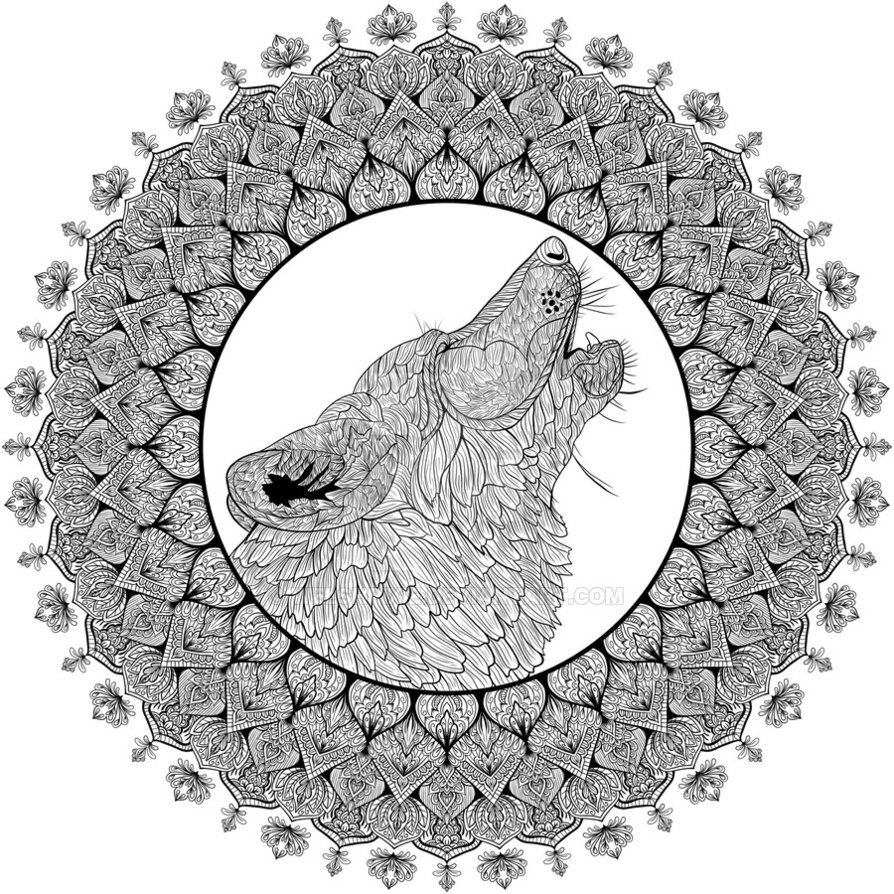Mandala Animal Adult Difficult Wolfe Coloring Page