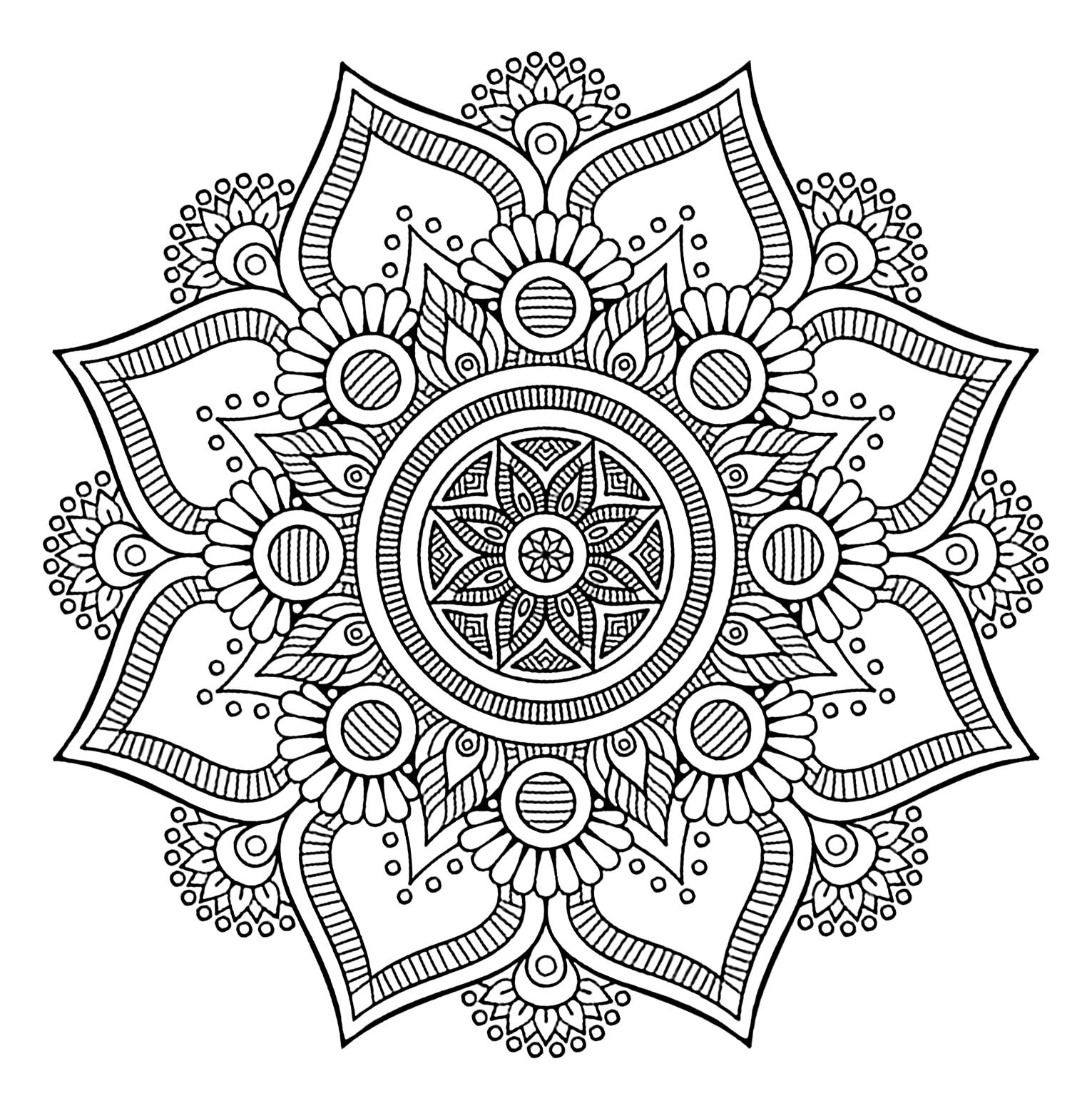 Mandala Big Flower 1 Coloring Page
