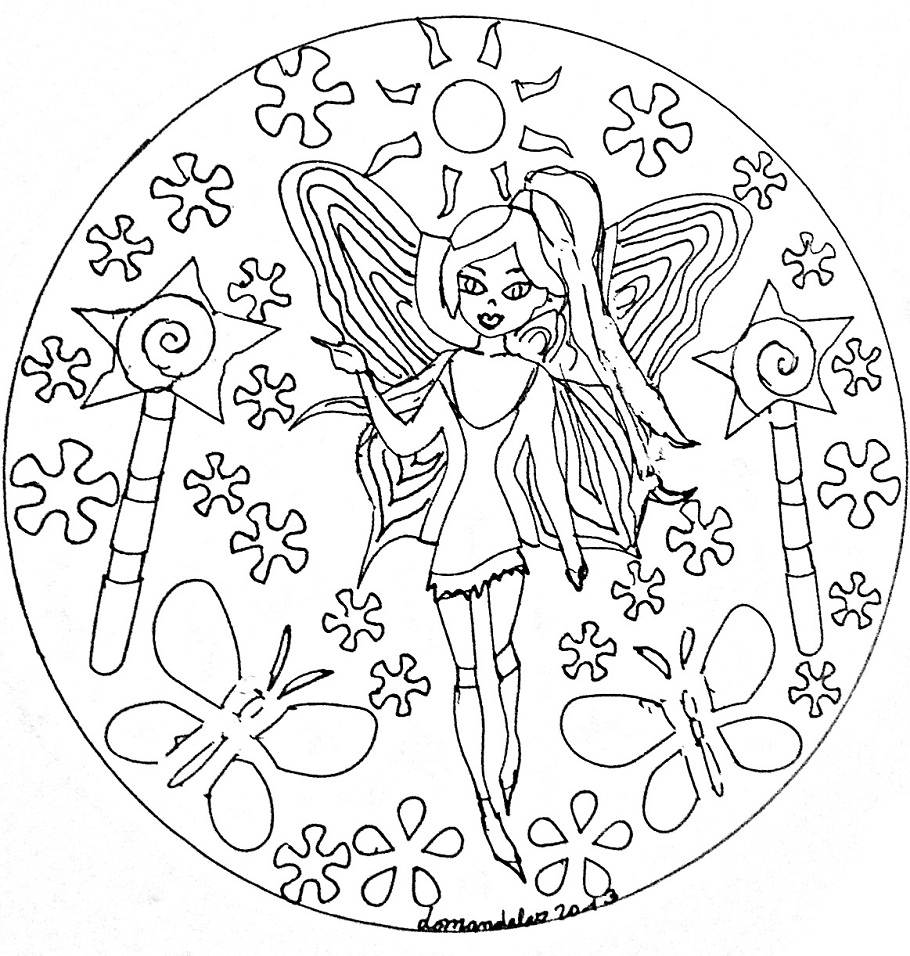Mandala Domandalas Fairy Coloring Page