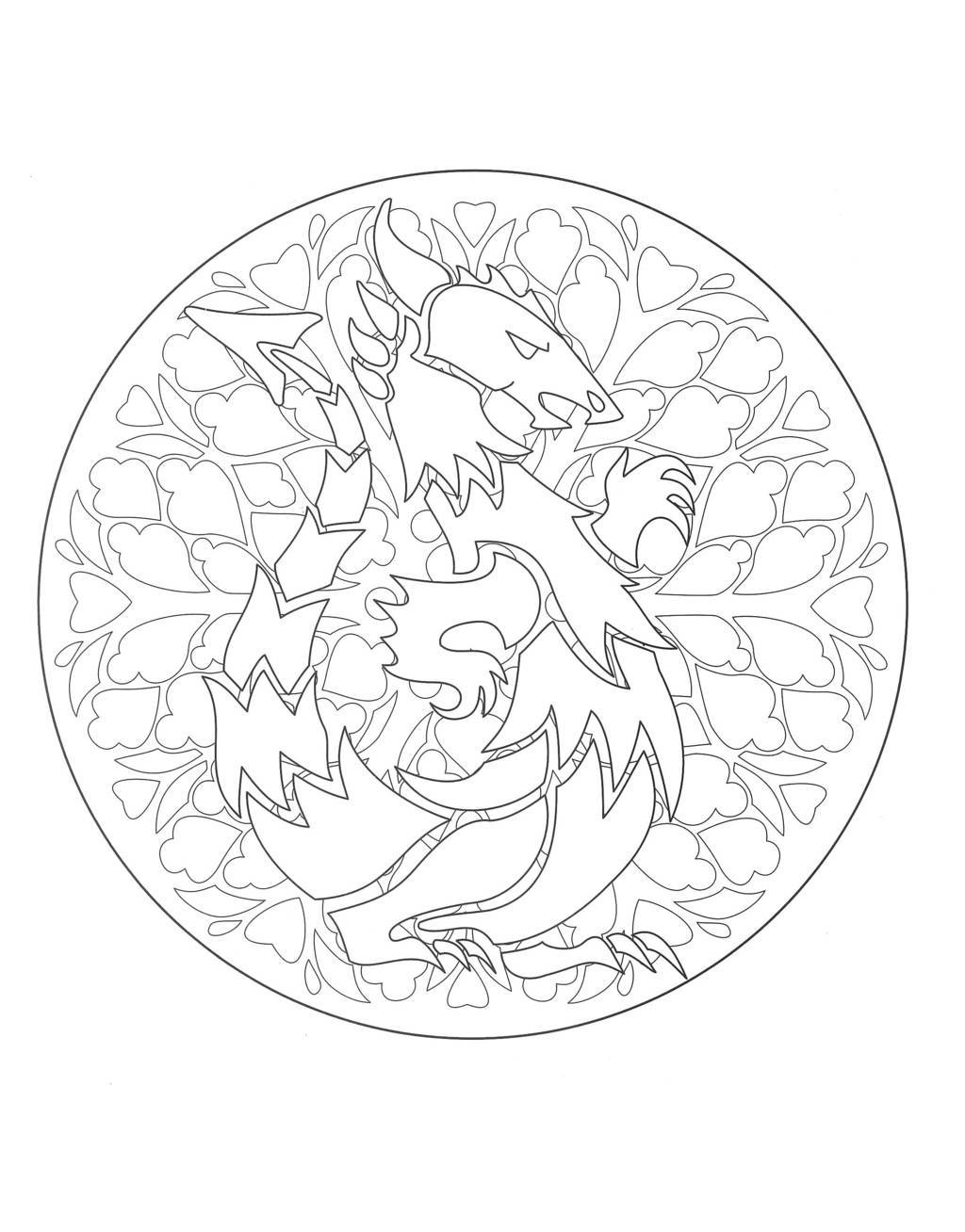 Mandala Dragon 1 Coloring Page