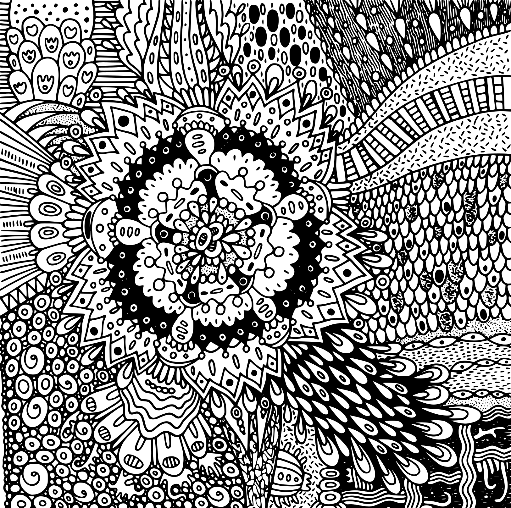 Mandala Flower Psychedelic Coloring Page