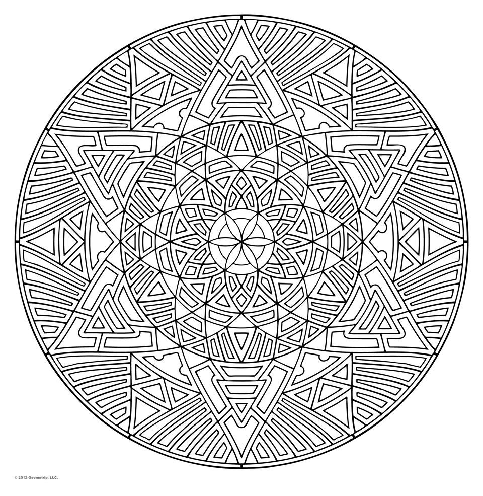 Mandala For Adult Geometric Art Therapy Coloring Pages   Coloring Cool