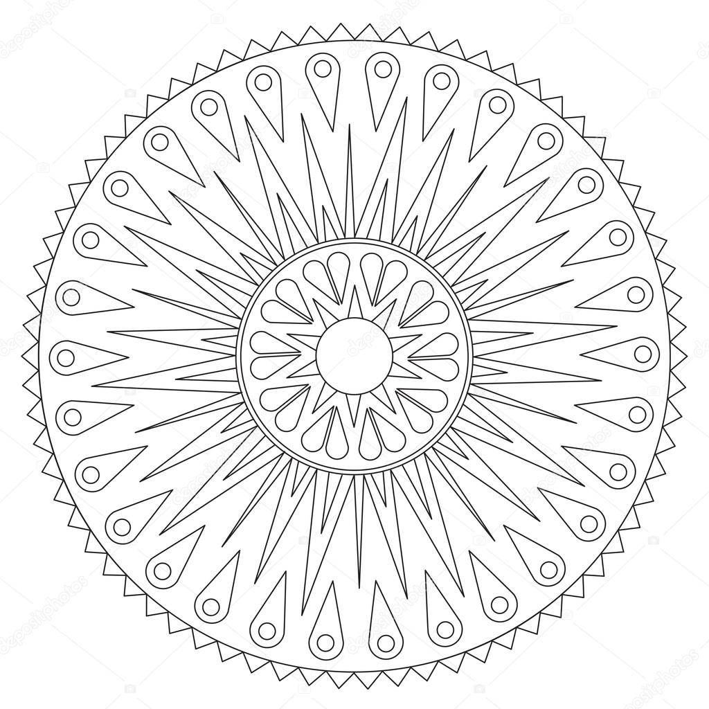 Mandala Geometric Rays Ornament Coloring Page