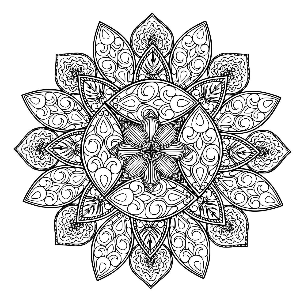 Mandala Geometric Shape Adult Coloring Page