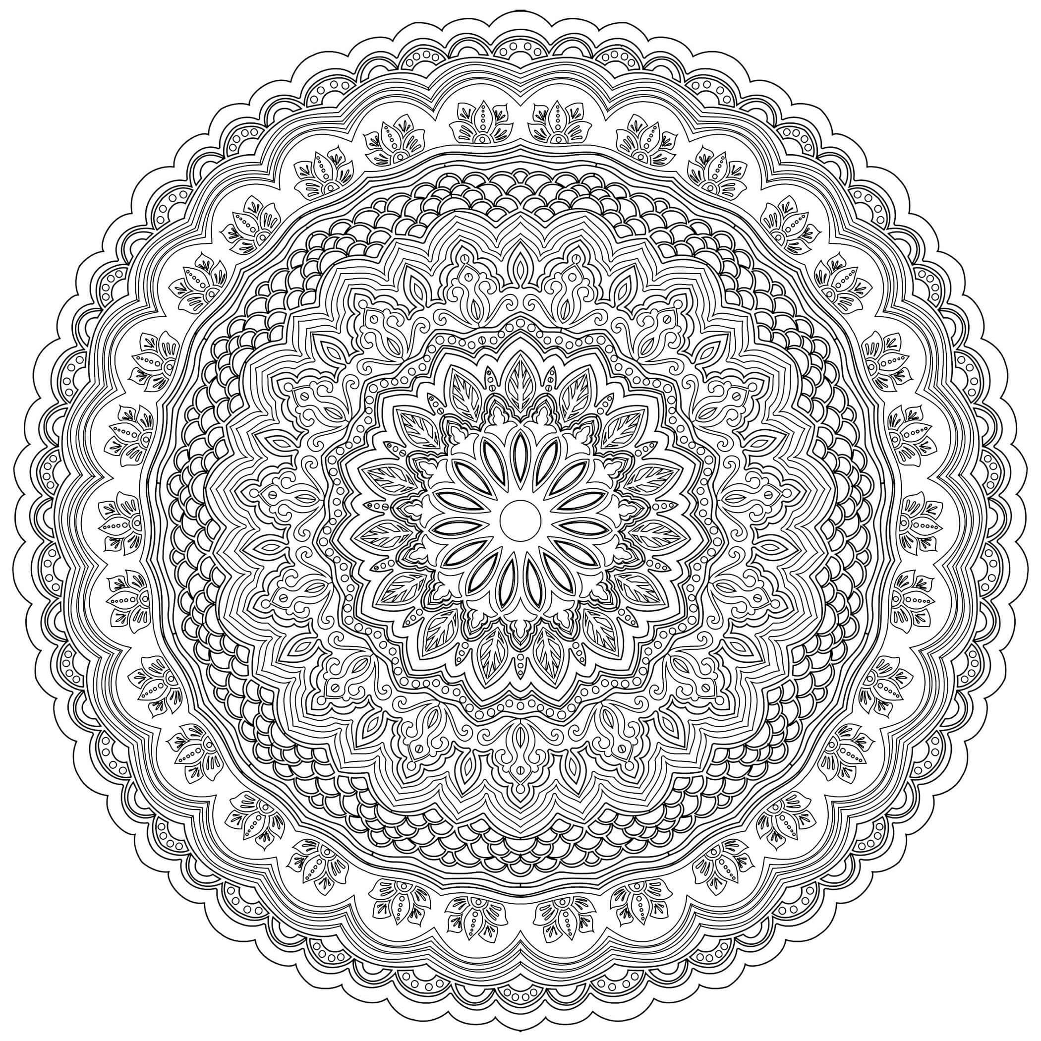Mandala Zentangle Antistress Adult Coloring Page
