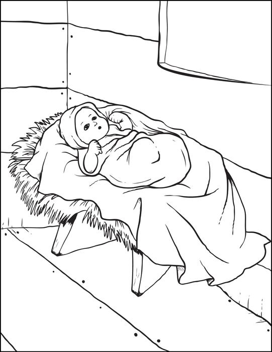 Manger Scene – Baby Jesuss Coloring Page