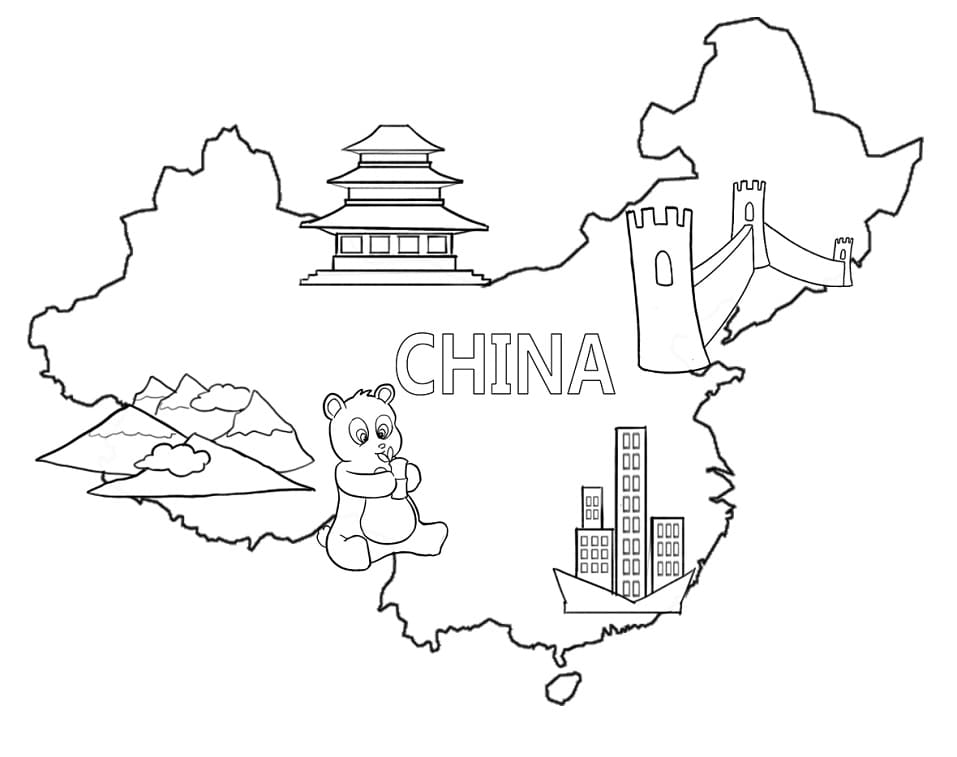 Map of China 5 Coloring Page