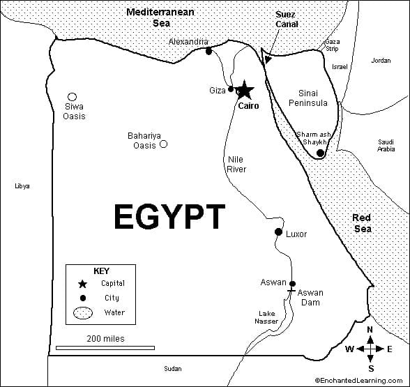 Map of Egypt Coloring Page