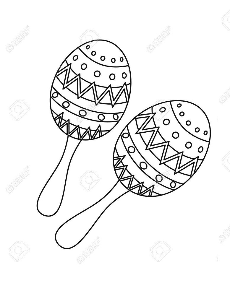 Maracas icon in outline style isolated on white background. Musical instruments symbol stock vector illustration Coloring Page