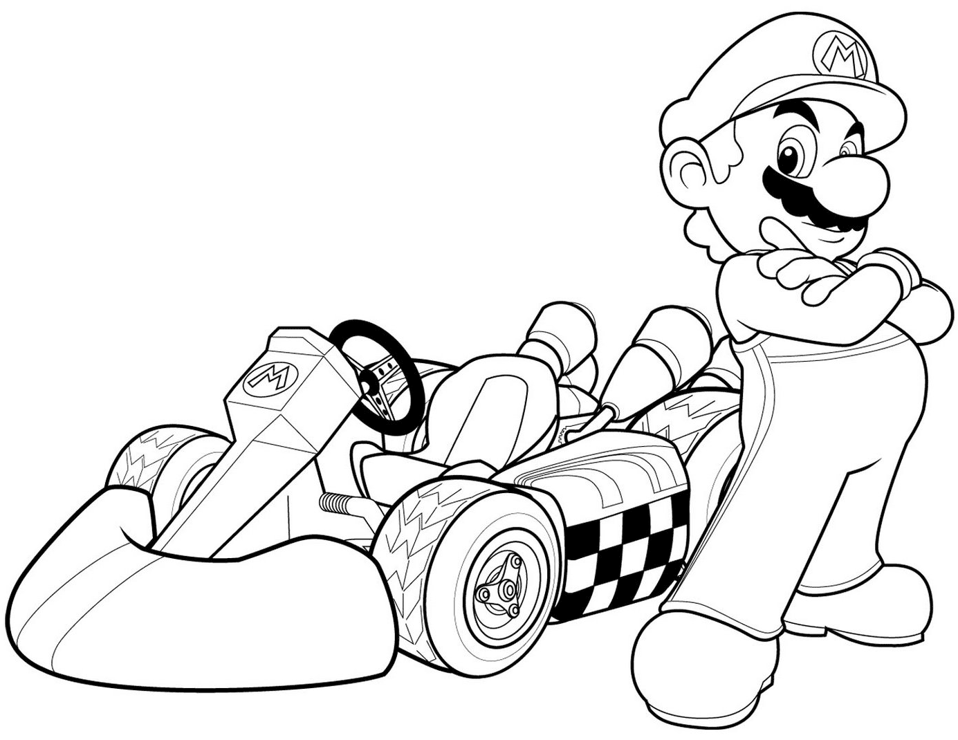 Mario In Mario Kart Wii Coloring Page
