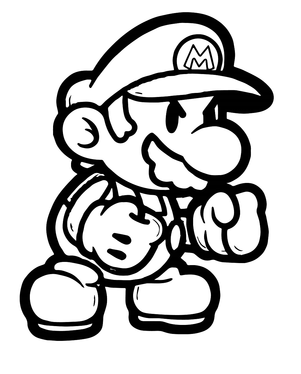 Mario Kick Boxing Coloring Page