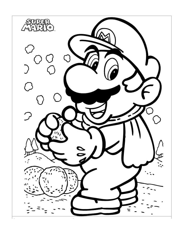 Mario with Snowballs