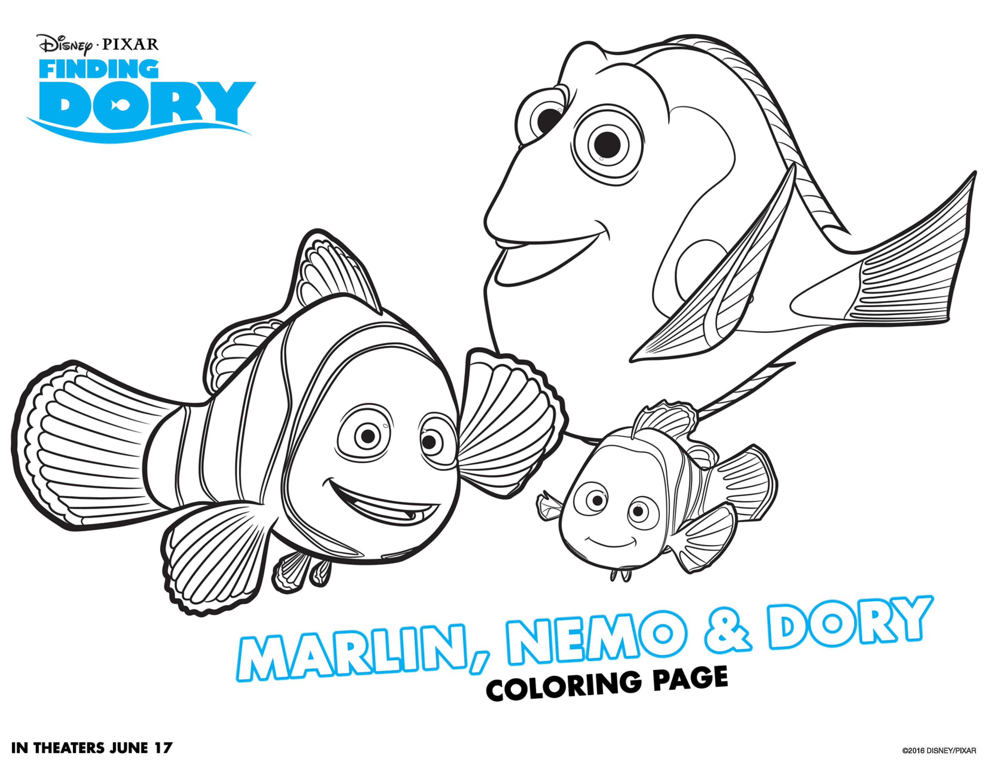 Marlin Neemo and Dory Coloring Page