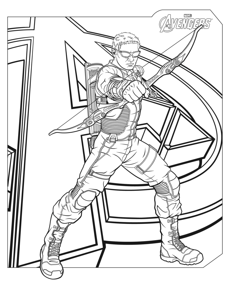 Marvel Avengers Hawkeye Coloring Page