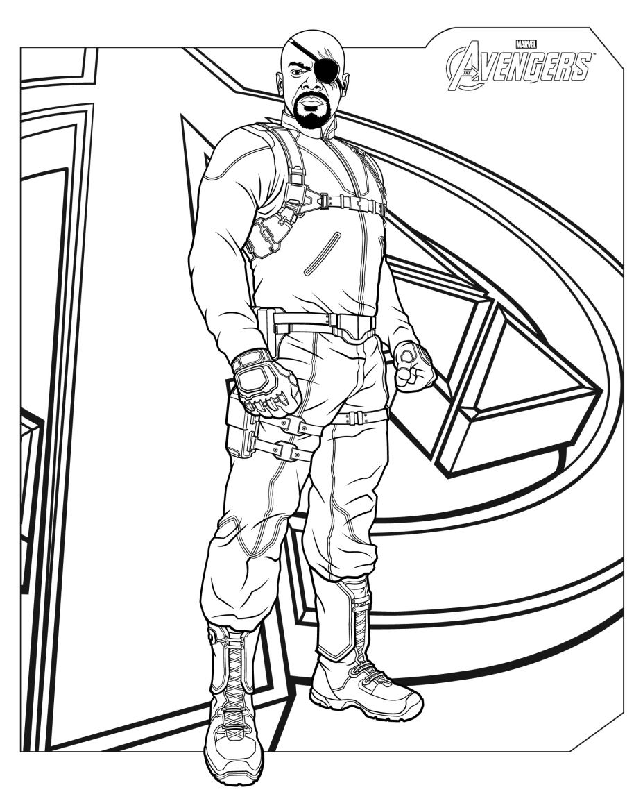 Marvel Avengers Nick Fury Coloring Page