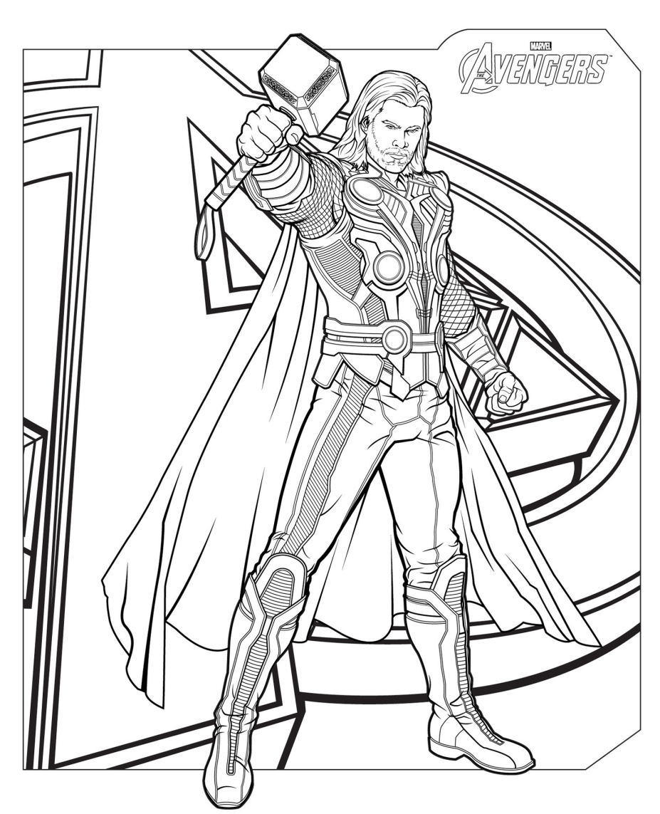 Marvel Avengers Thor Coloring Page