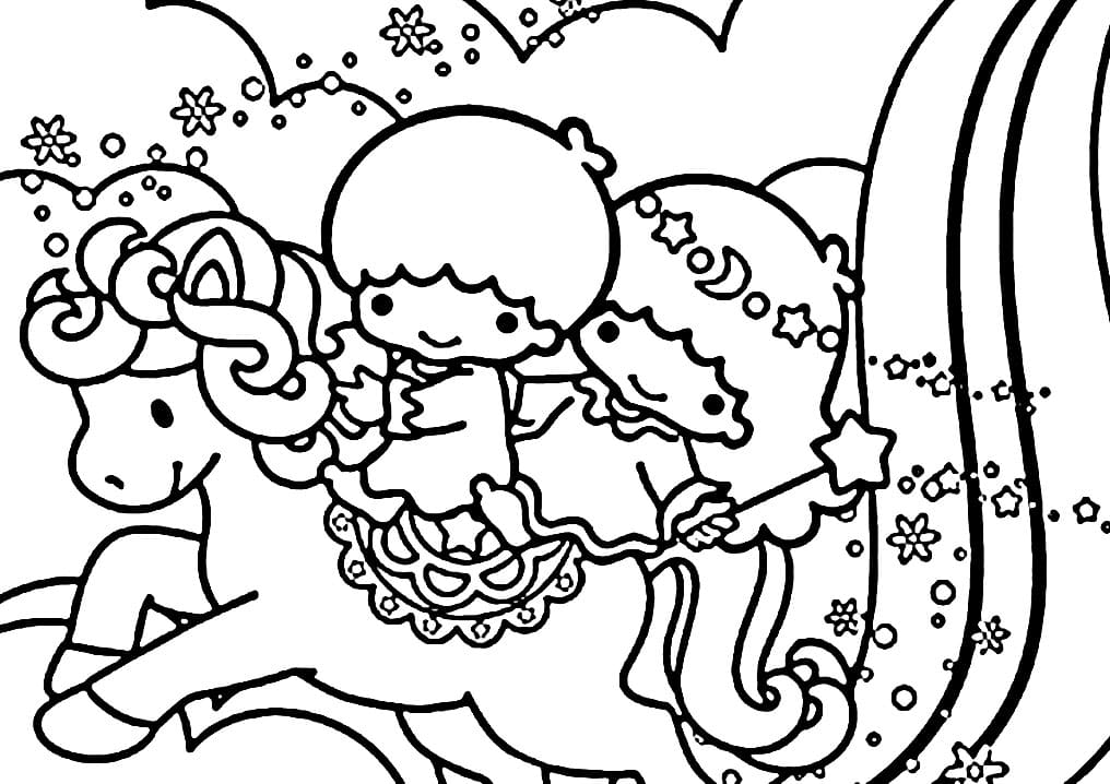 Marvellous Little Twin Stars Coloring Page